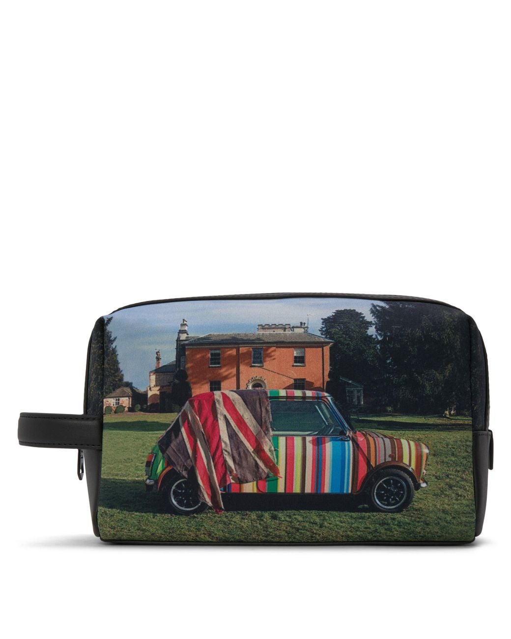 Paul Smith Blue Mini Print Leather Trim Washbag for men