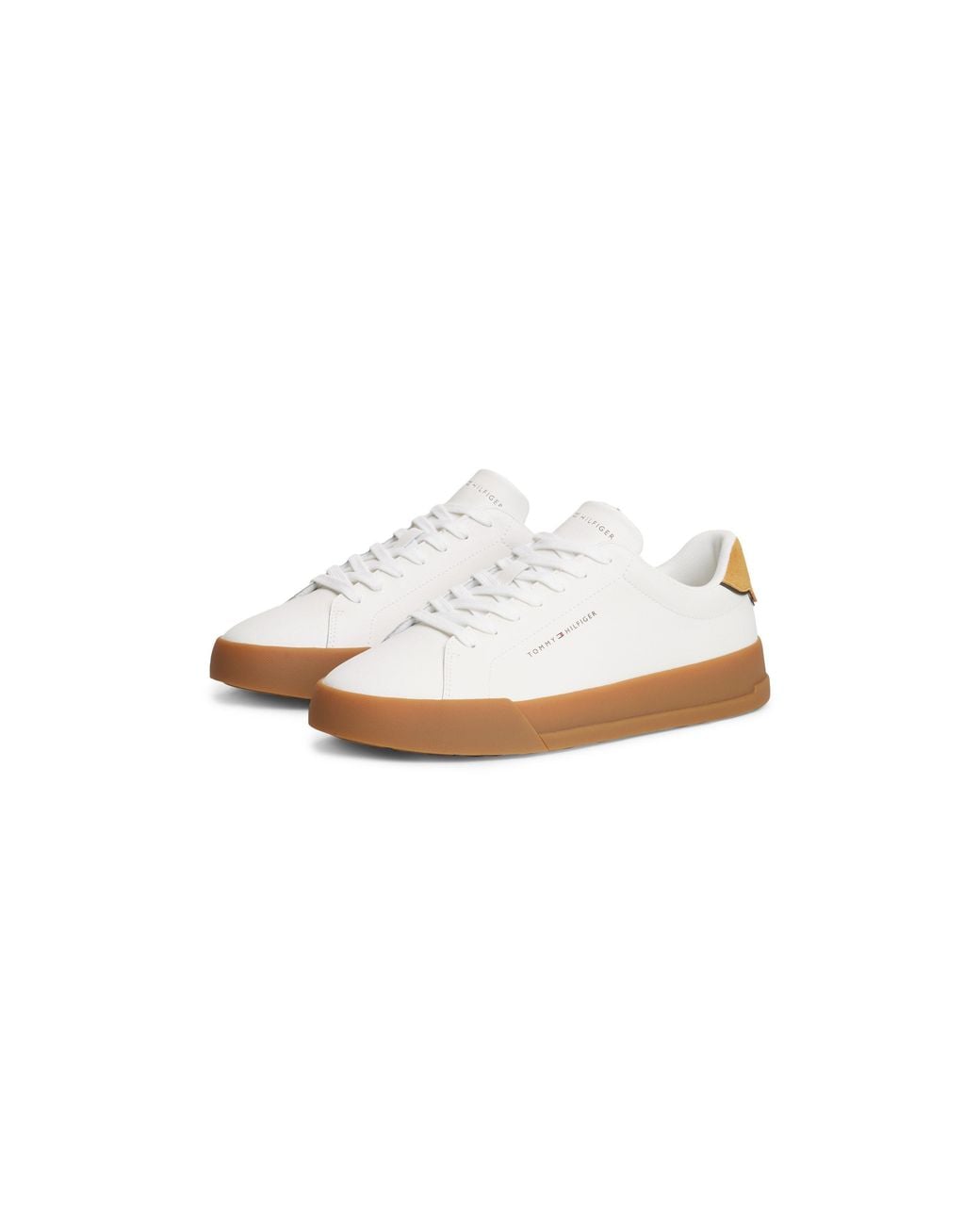 Tommy Hilfiger White Logo Court Trainers With Leather for men