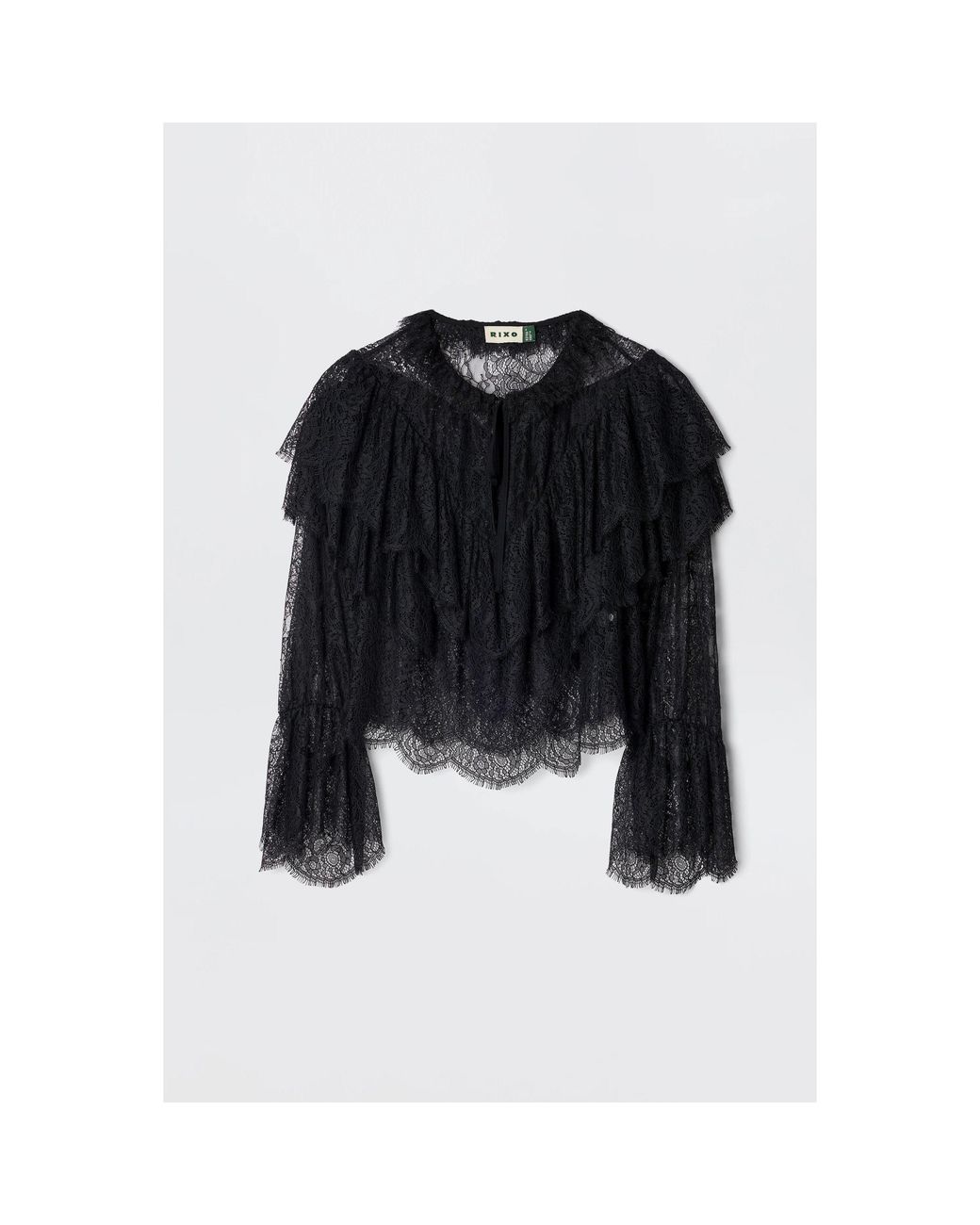 Rixo Black Faryn Long Sleeve Blouse