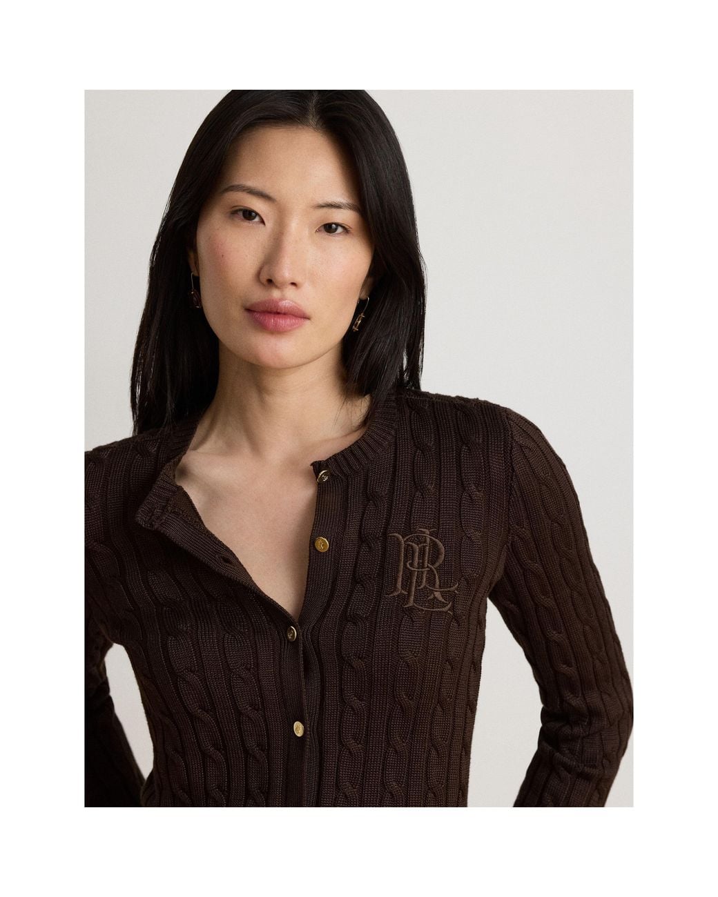 Ralph Lauren Brown Cable-Knit Cardigan