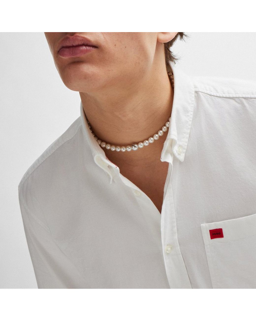 HUGO White Evito Long Sleeve Shirt for men
