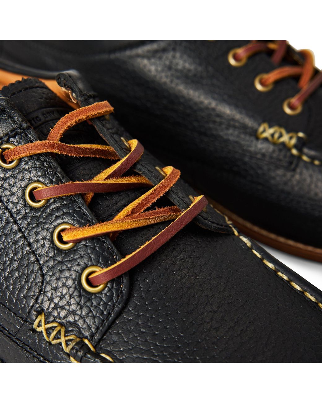 Polo Ralph Lauren Blue Ranger Low Leather Lace-Up Moc Toe Shoes for men