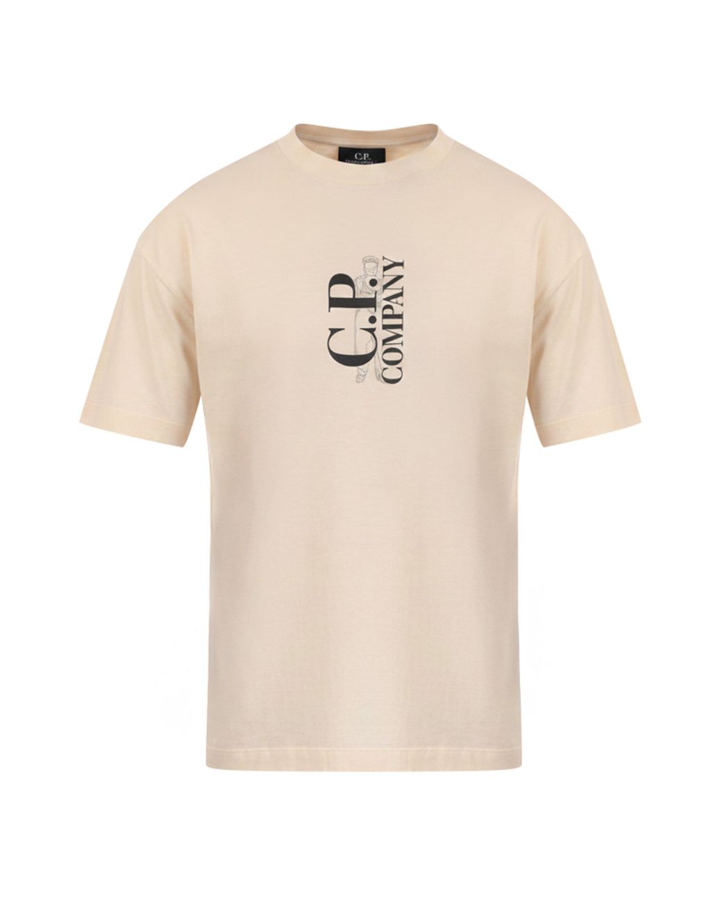 C P Company Natural 30/1 Jersey Logo T-Shirt for men