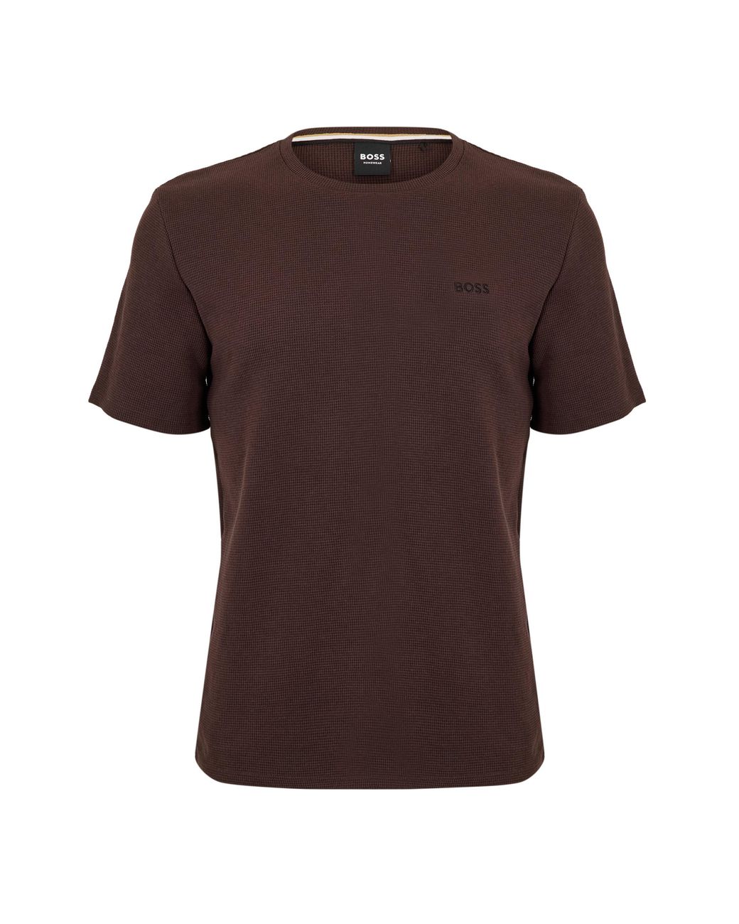 Boss Brown Bodywear Waffle T-Shirt With Structured Design for men