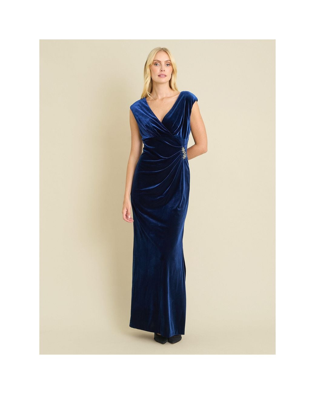 Gina Bacconi Blue Sascha Velvet Maxi Dress