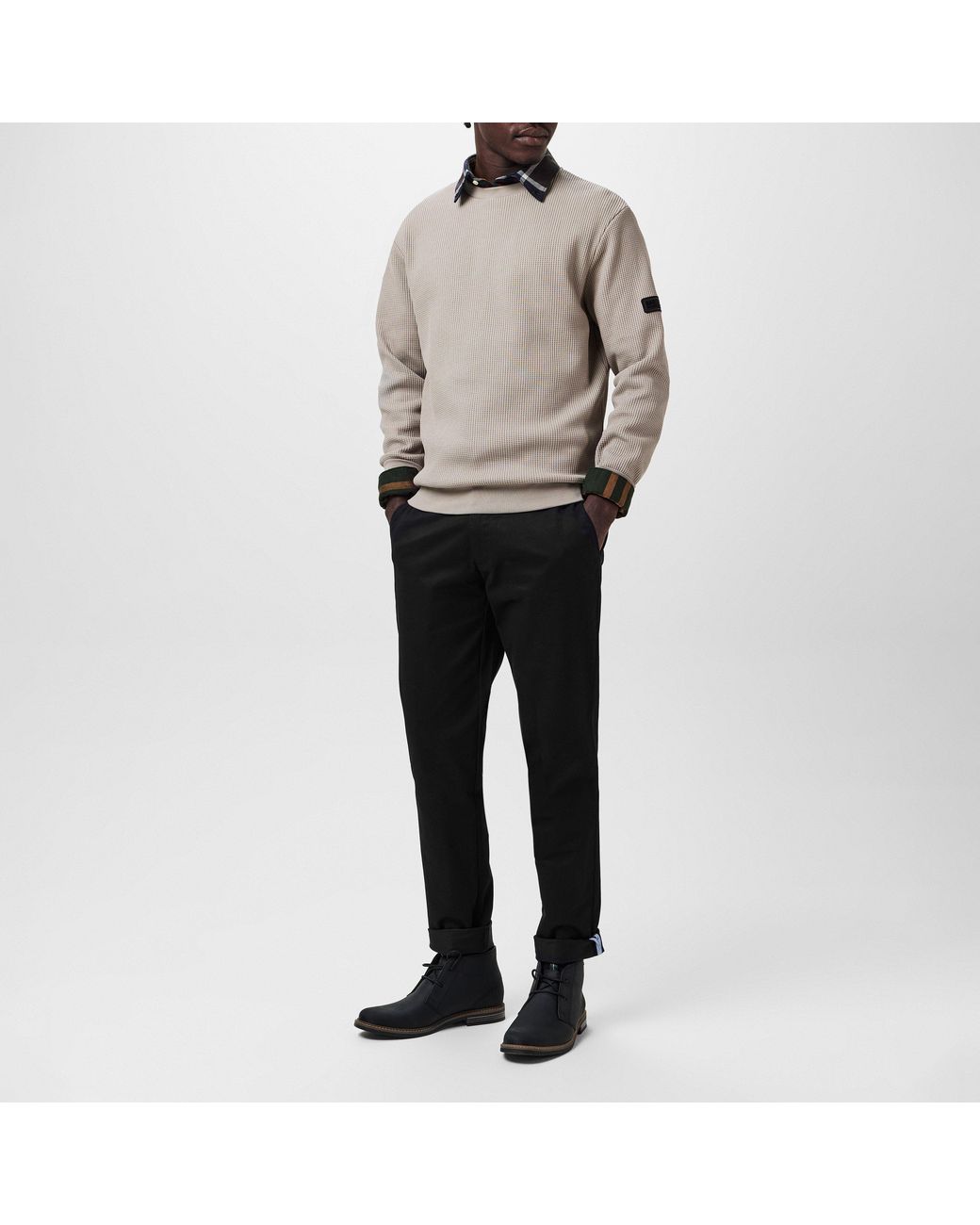 Barbour Black Sueded Sateen Slim Trousers for men
