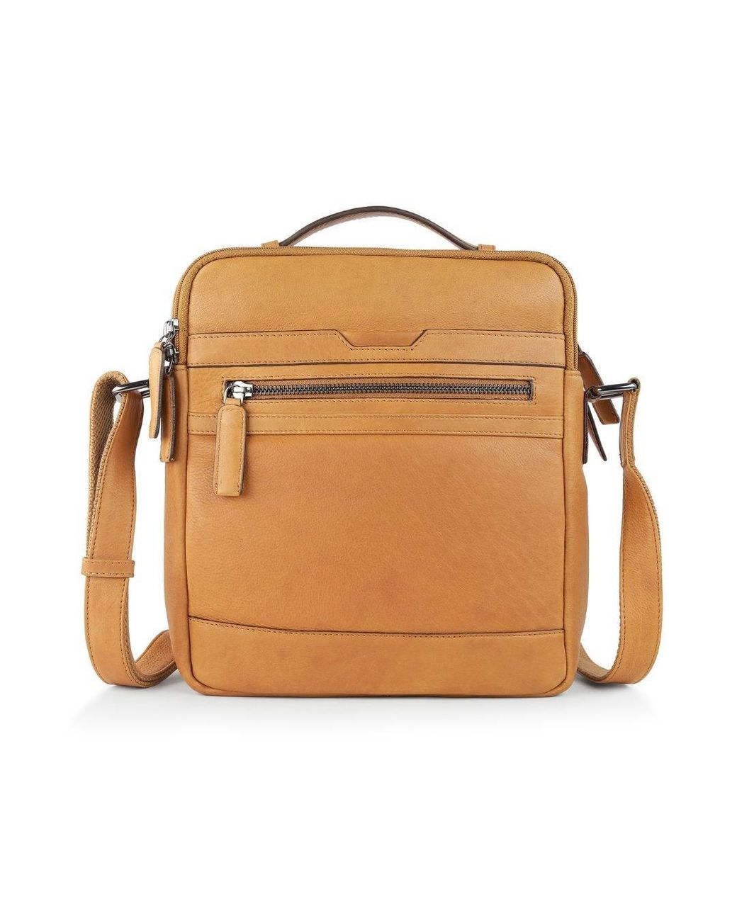 PRIMEHIDE Leather Brown Crossbody Bag With Top Handle And Shoulder Strap
