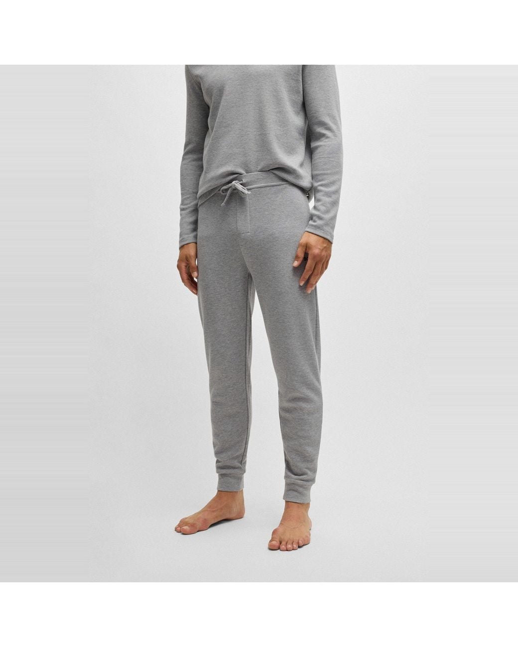 Boss Gray Bw Waffle Jogging Bottoms for men