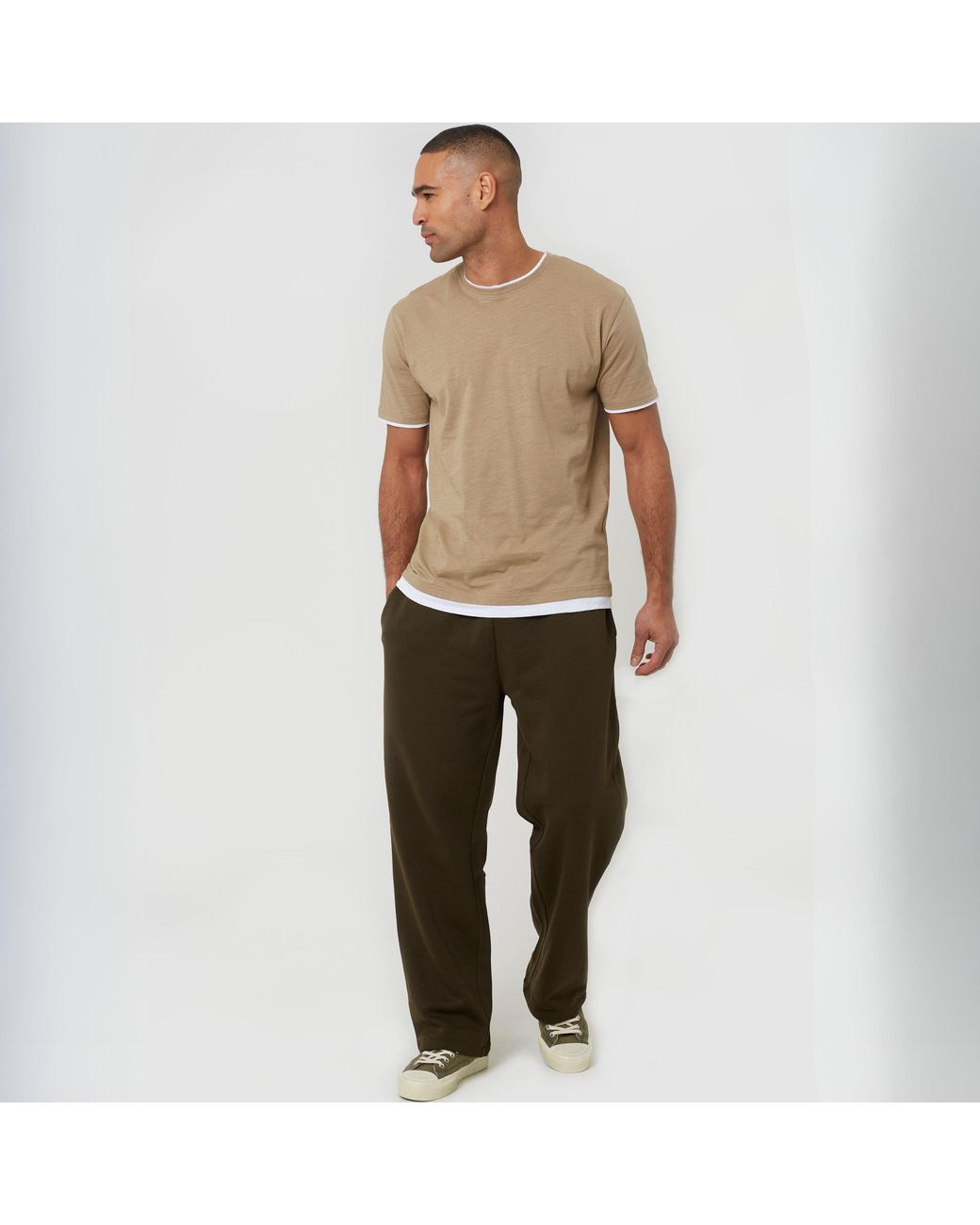 Brave Soul Green Bs Wide Leg Joggers With Open Hem for men