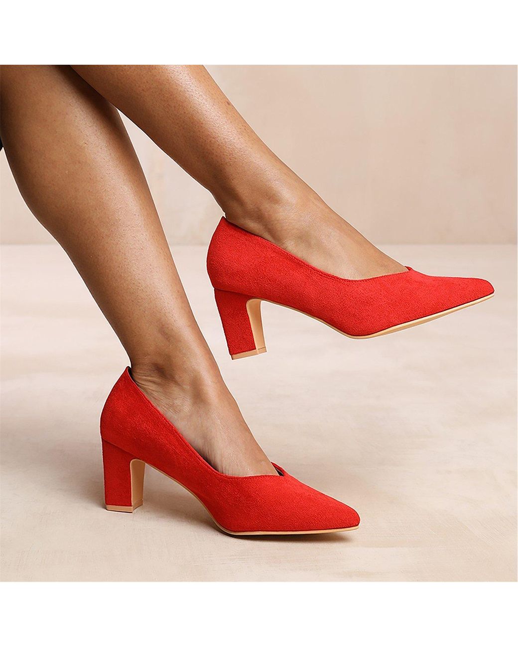 Where's That From Red Serena Wide Fit Block Heel With Pointed Toe