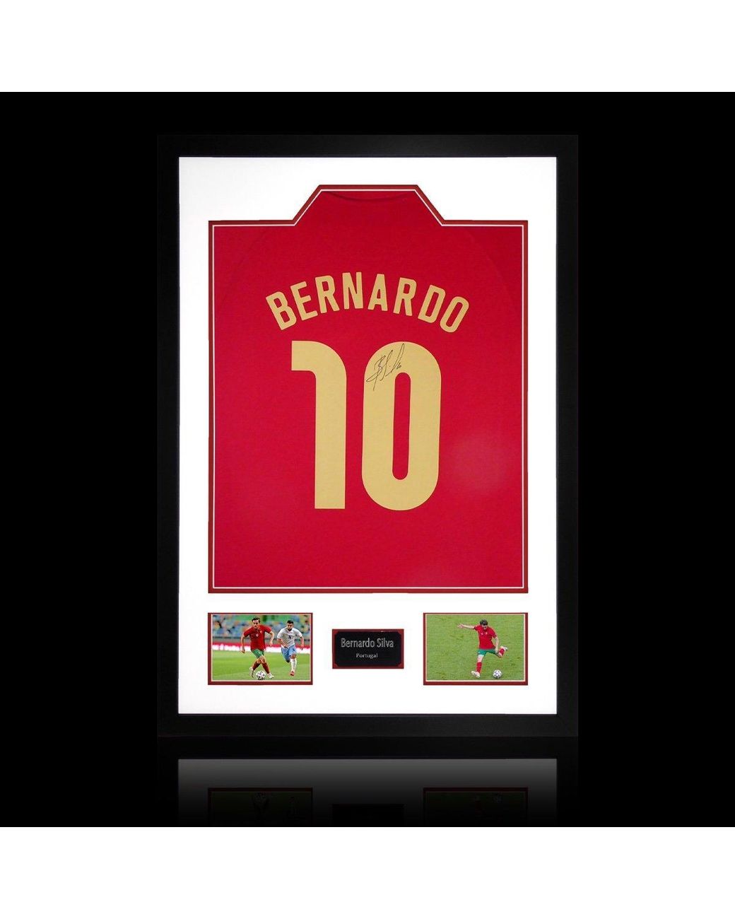 The Fan Cave Red Bernardo Silva Signed Portugal Shirt Premium Frame