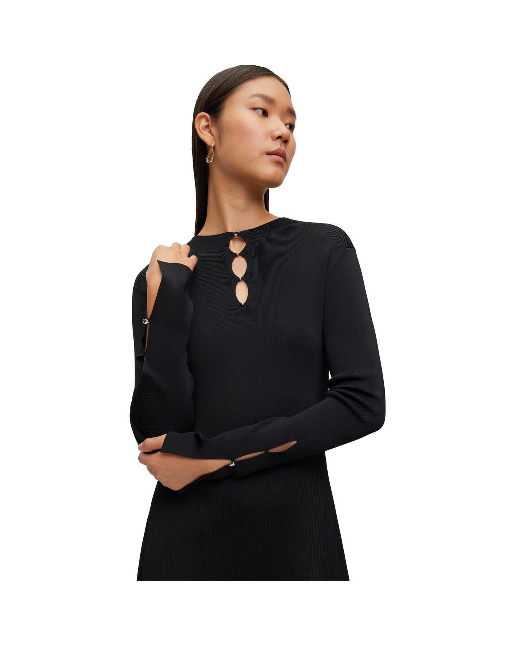 Boss Black Mini Viscose Knitted Jumper Dress