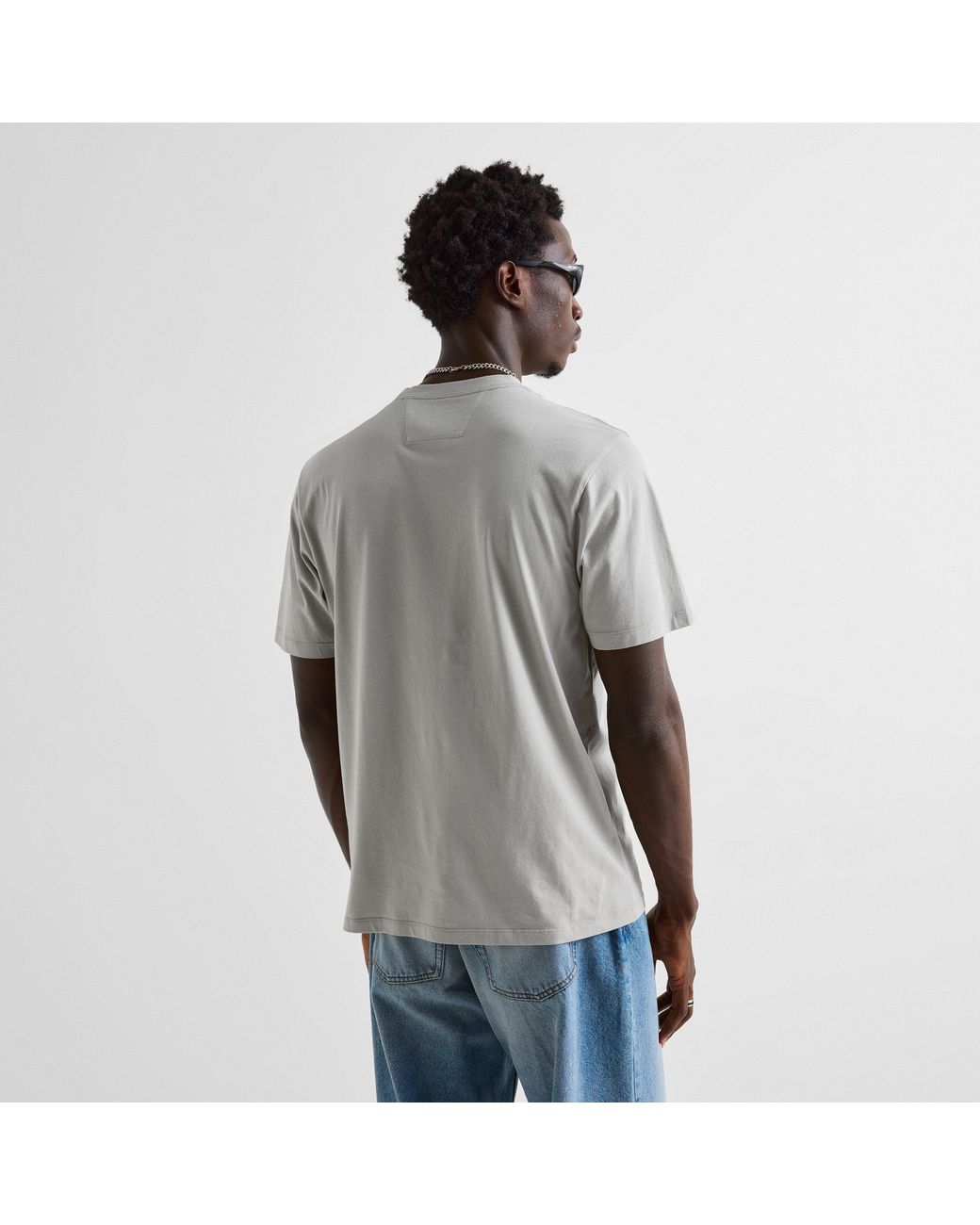 C P Company Gray Block Logo Regular Fit T-Shirt for men