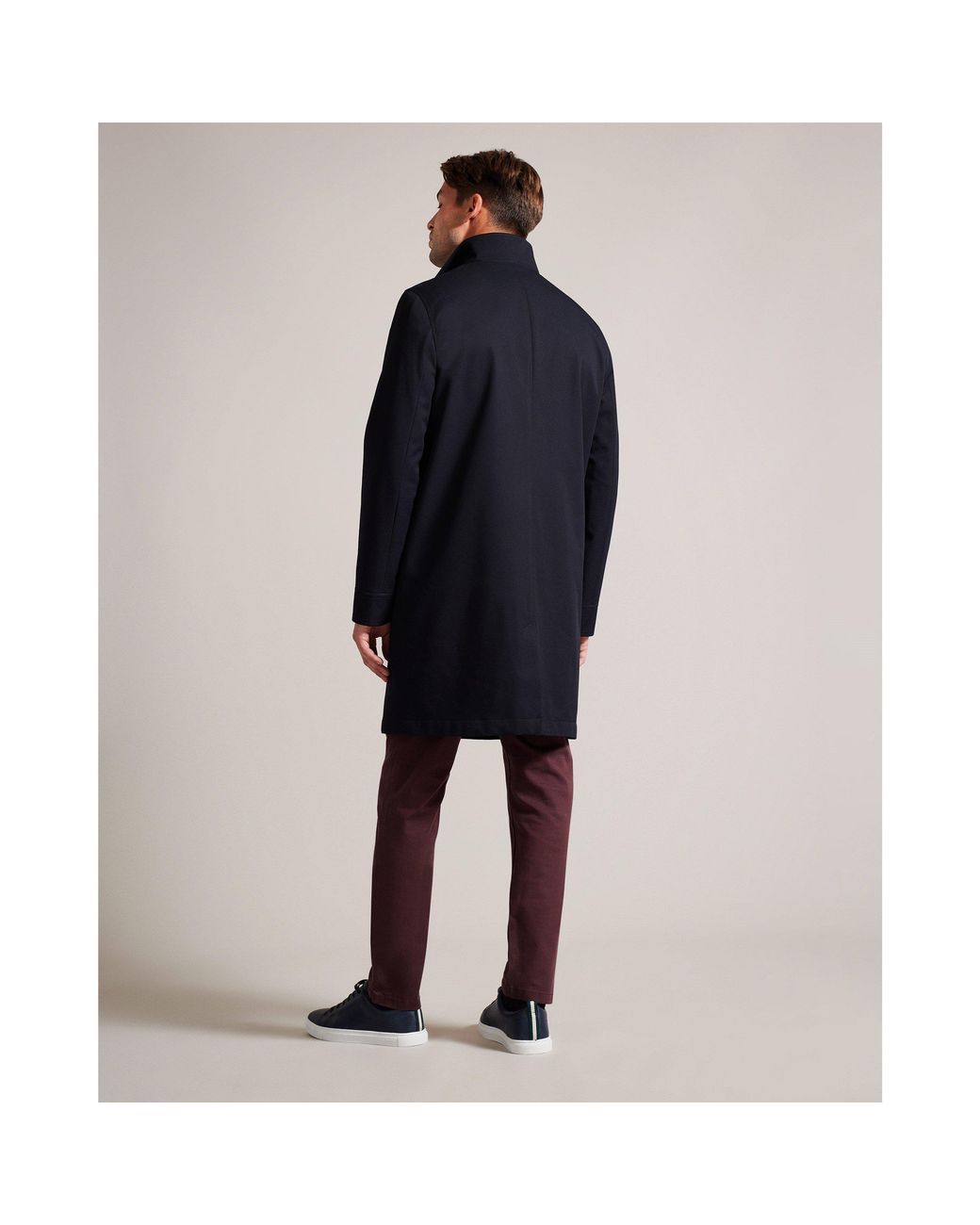 Ted Baker Blue Funnelcoat Overcoat for men