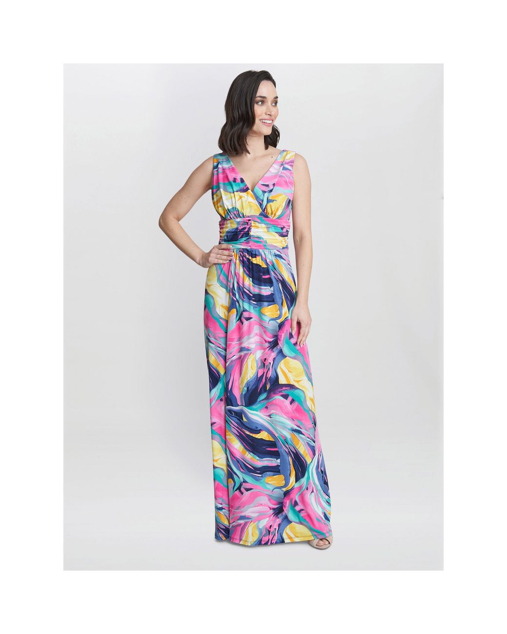 Gina Bacconi White Camille Maxi Jersey Dress