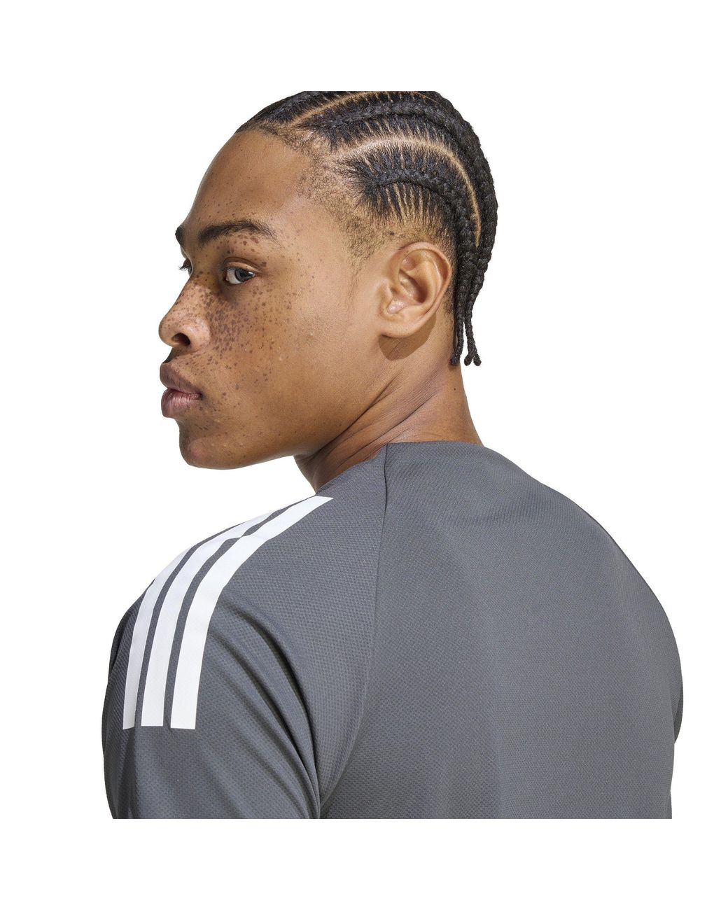 Adidas Gray Classic 3 Stripe Sereno T-Shirt for men