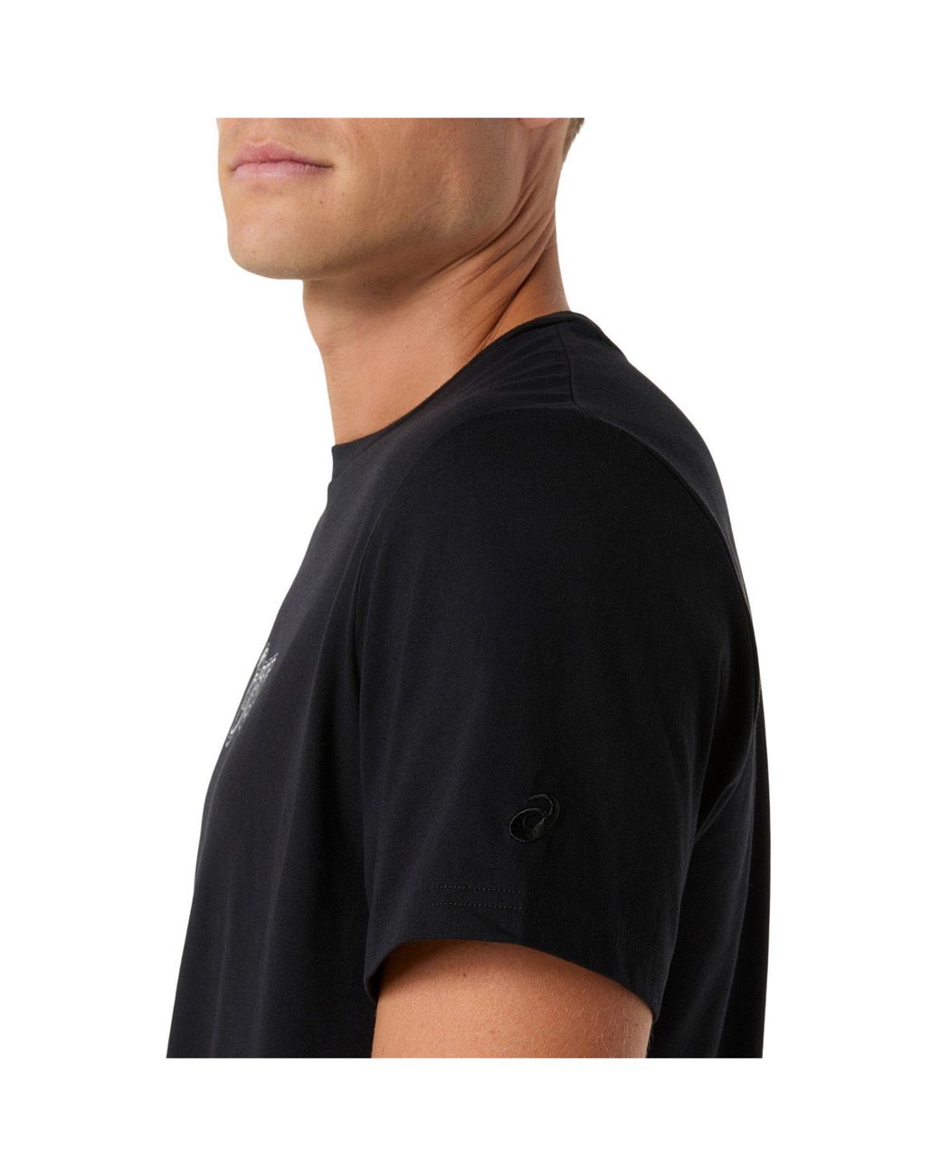 Asics Black Logo Tee Short Sleeve Performance Running Top for men