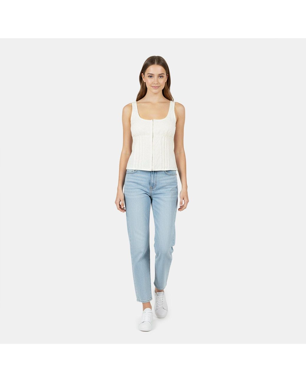Jack Wills White Broderie Corset Top