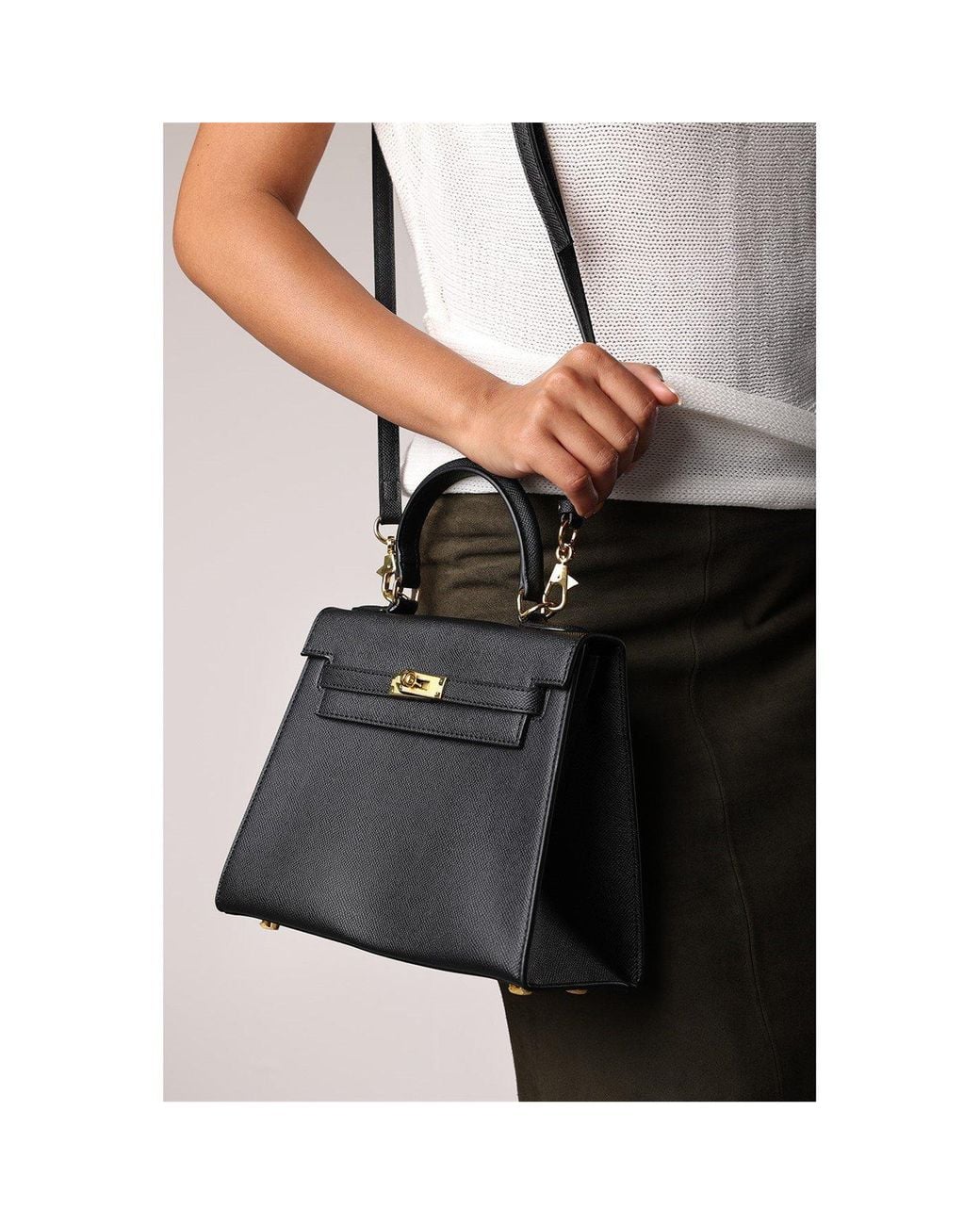 Where's That From Black Wheres Top Handle Satchel Mini Tote Bag With Turn-Lock