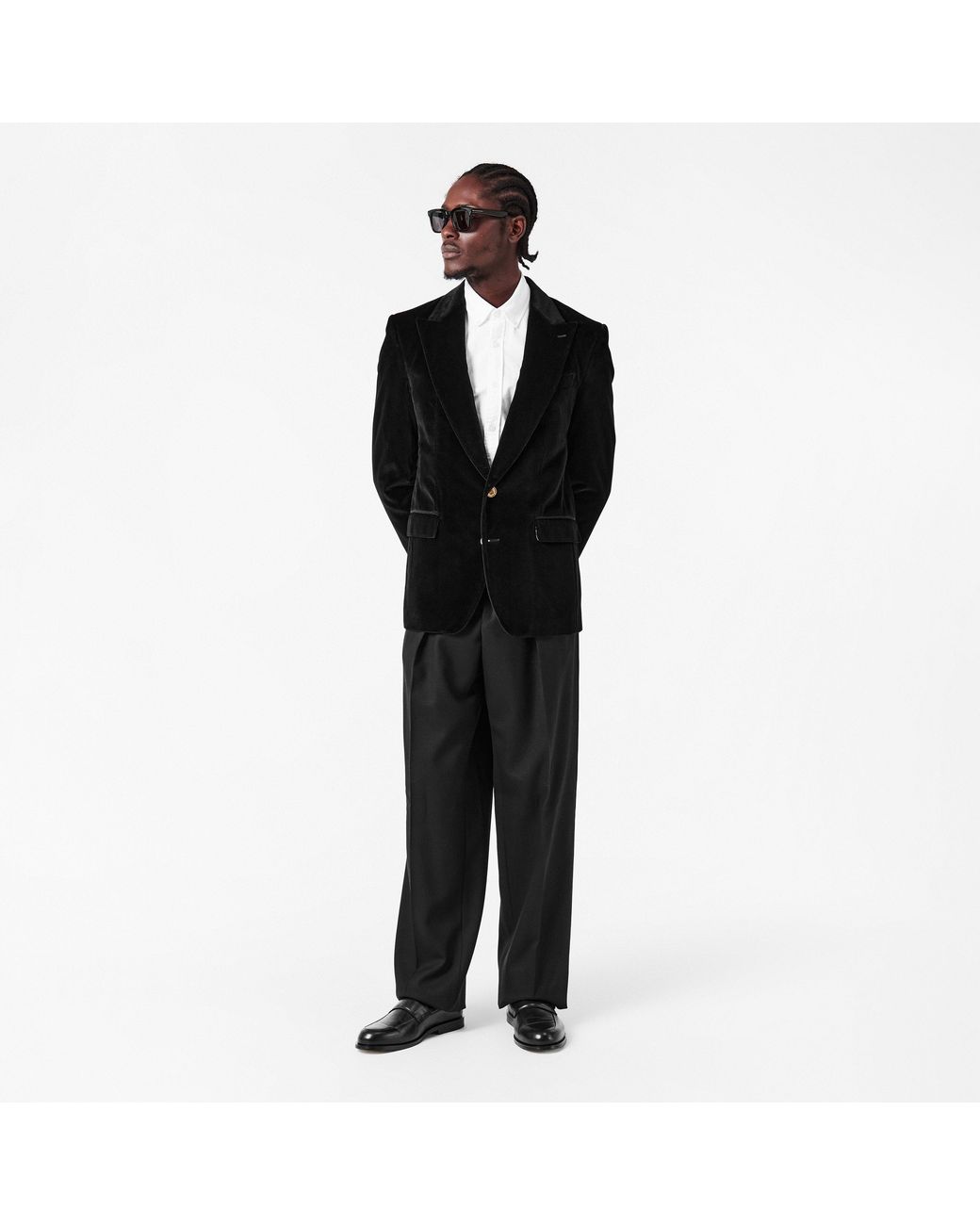 Dolce & Gabbana Black Velvet Tailored Blazer for men