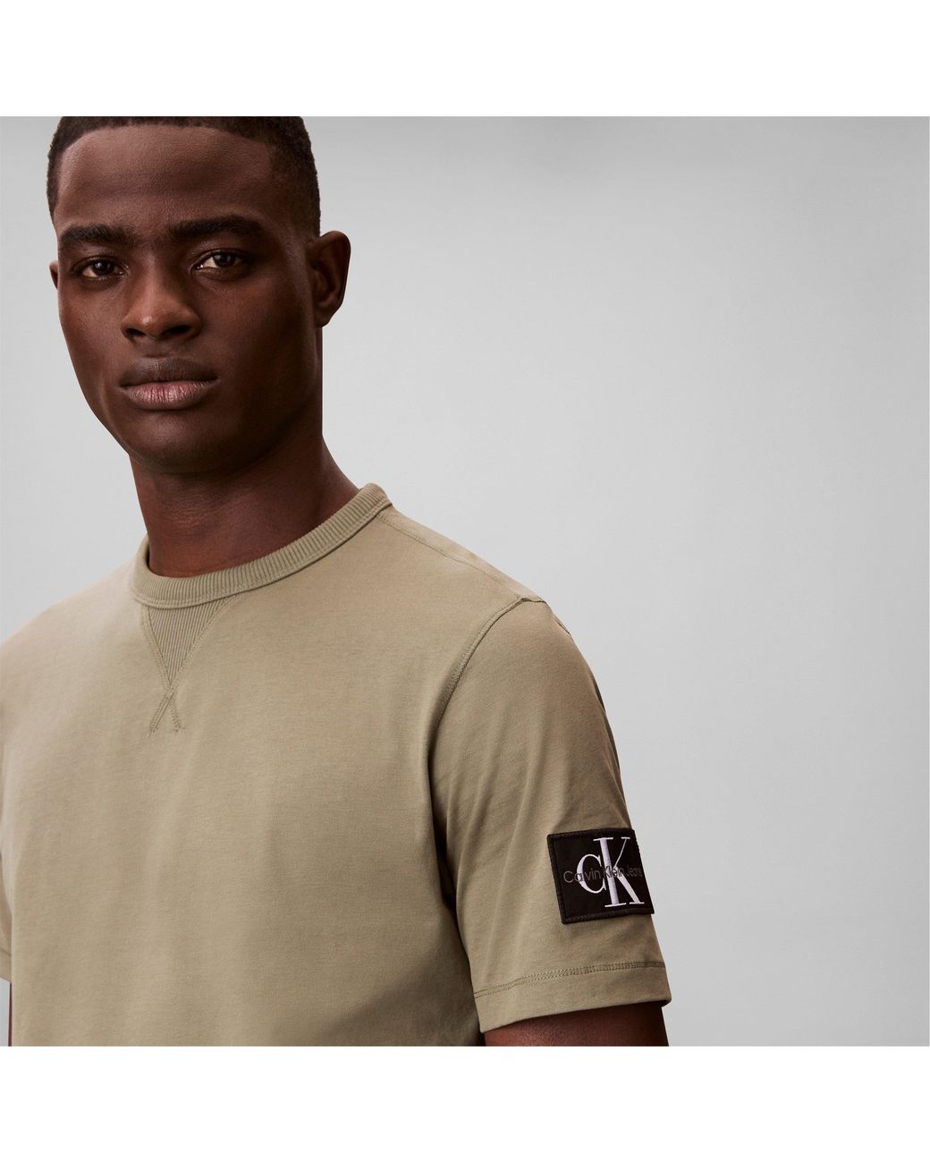 Calvin Klein Green Monogram Badge T-Shirt for men