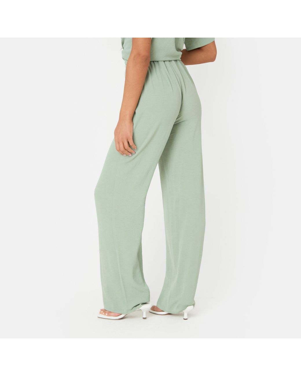 I Saw It First Green Soft Crepe Wide Leg Trousers