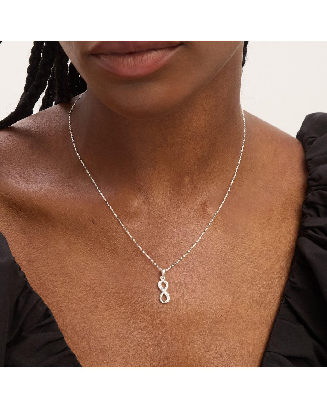 Simply Silver White Sterling 925 Cz Infinity Pendant