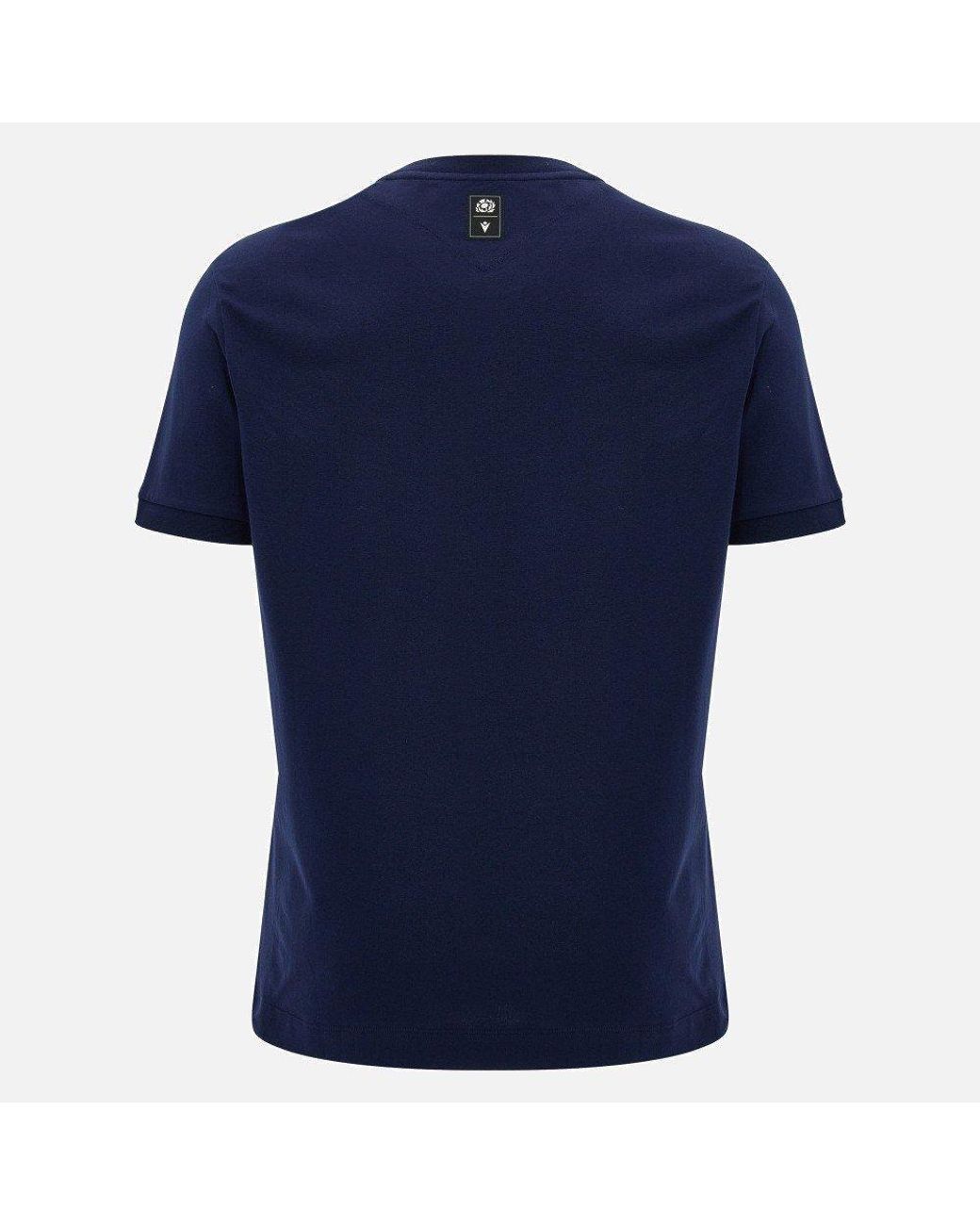 MACRON Blue Scotland Rugby Six Nations 2024/25 Cotton Short-Sleeve T-Shirt for men