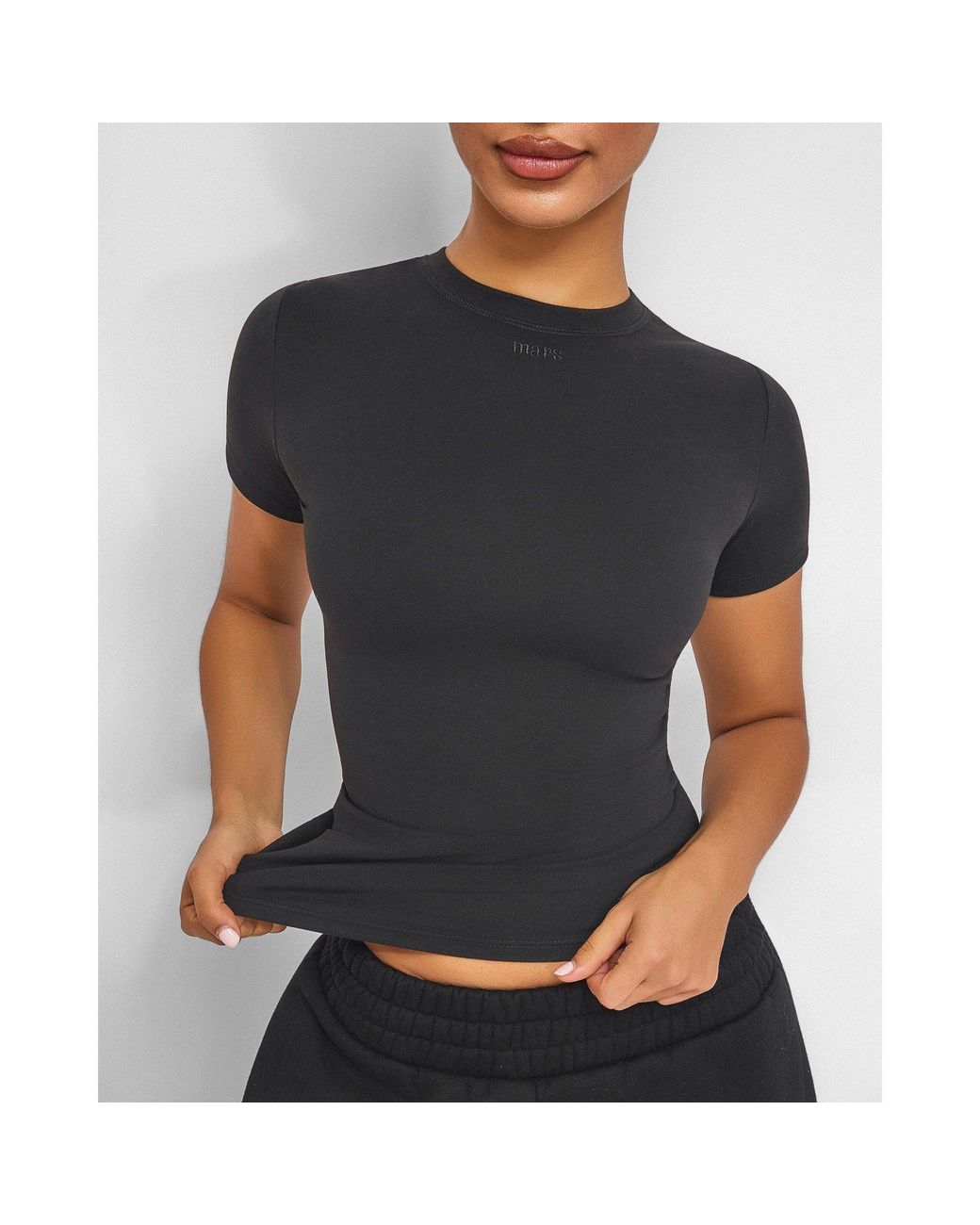 Mars the Label Black Sculpt Short Sleeve Top