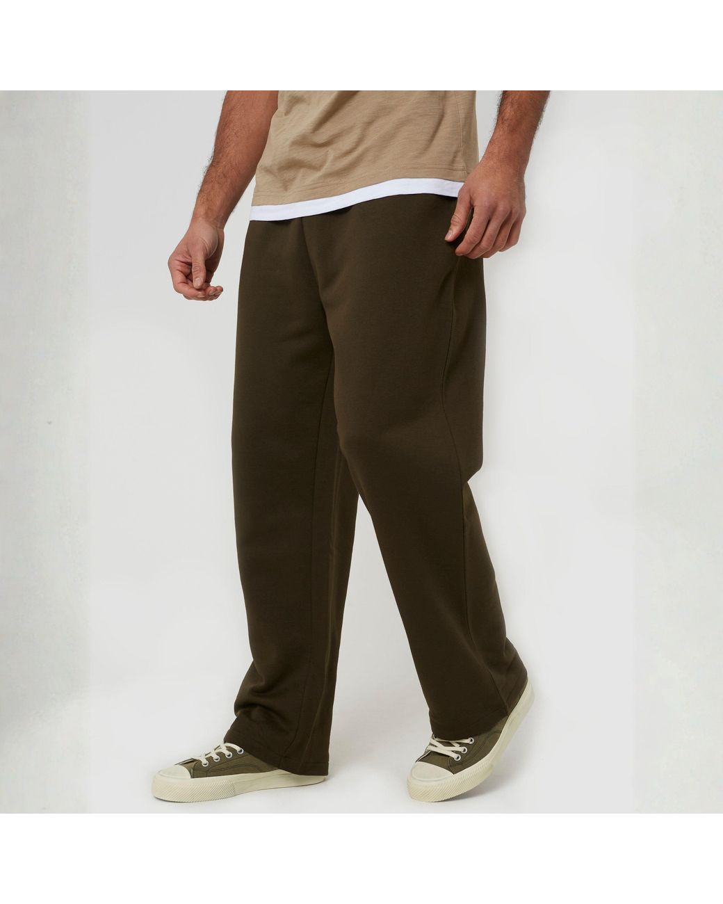 Brave Soul Green Bs Wide Leg Joggers With Open Hem for men