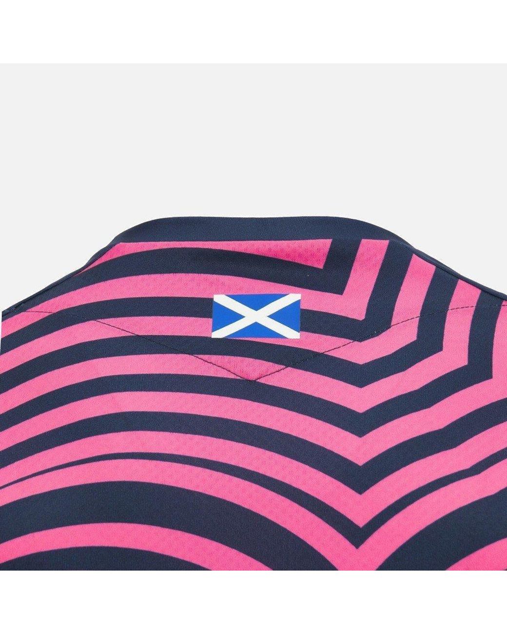 MACRON Pink Scotland Rugby Training 2024/25 T-Shirt for men