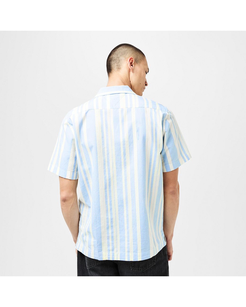 Tommy Hilfiger Blue Horizontal Striped Short Sleeve Shirt for men