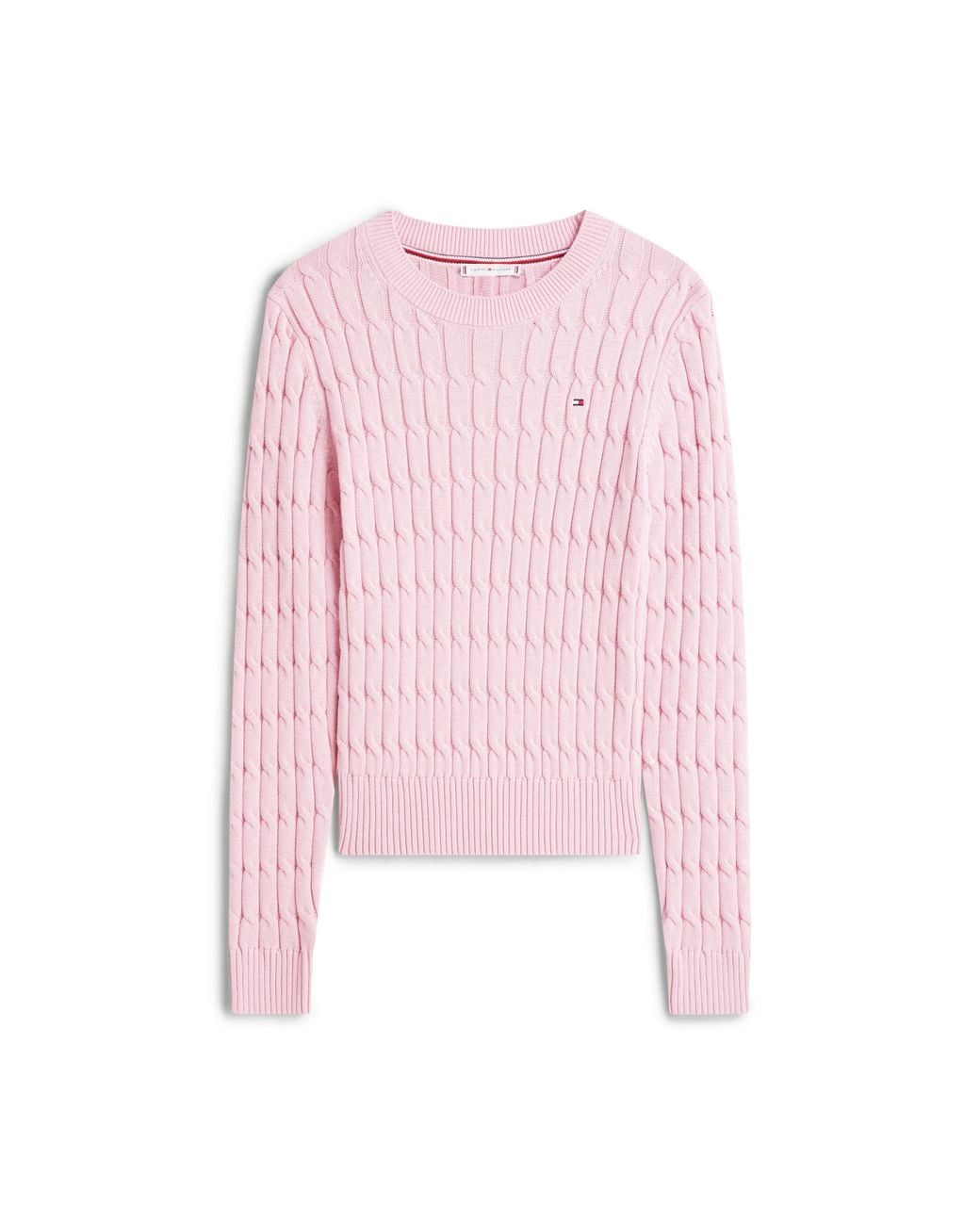 Tommy Hilfiger Pink Cable Knit Crew Neck Sweater