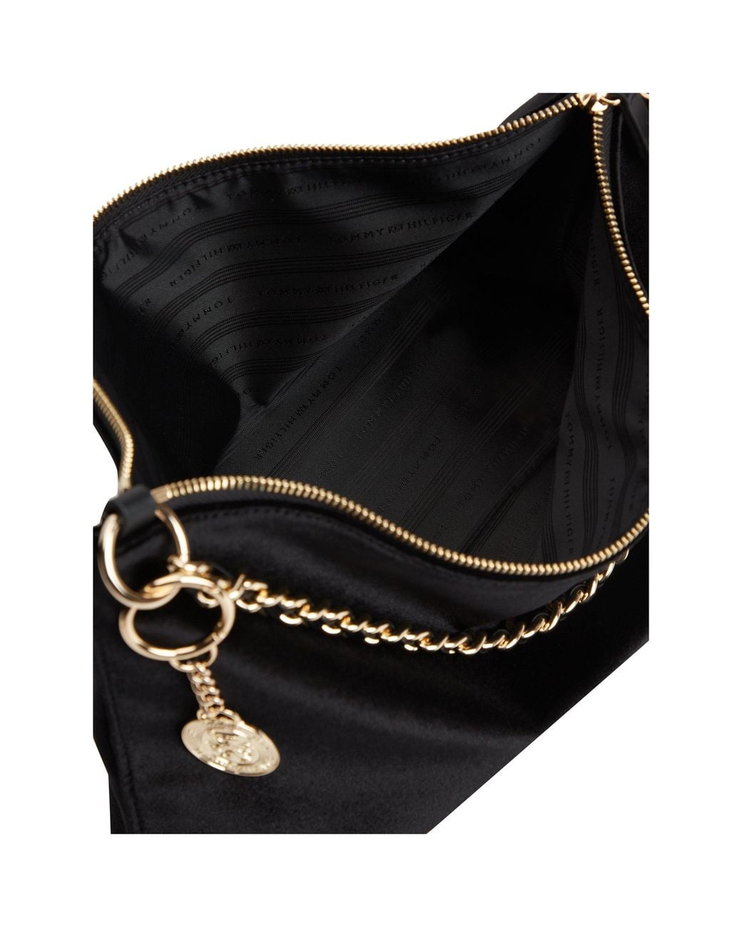 Tommy Hilfiger Black Velvet Wallet On Chain