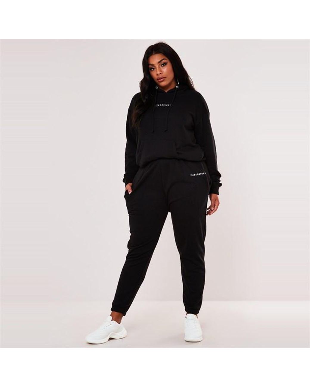 Missguided Plus Size Slogan Hoodie And joggers Co Ord Set in