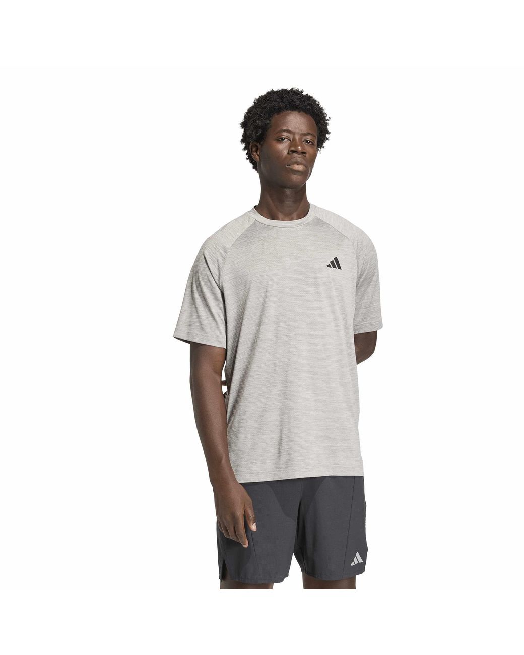 Adidas Gray Tech Essentials Short-Sleeve Crew-Neck T-Shirt for men