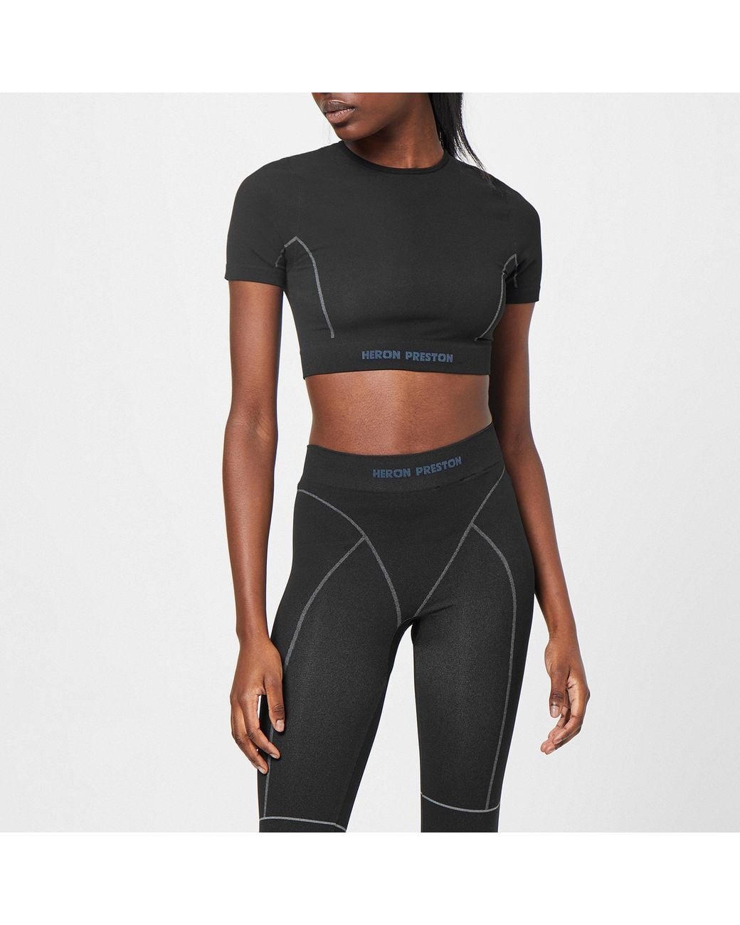 Heron Preston Black Active Short Sleeve Crop Top