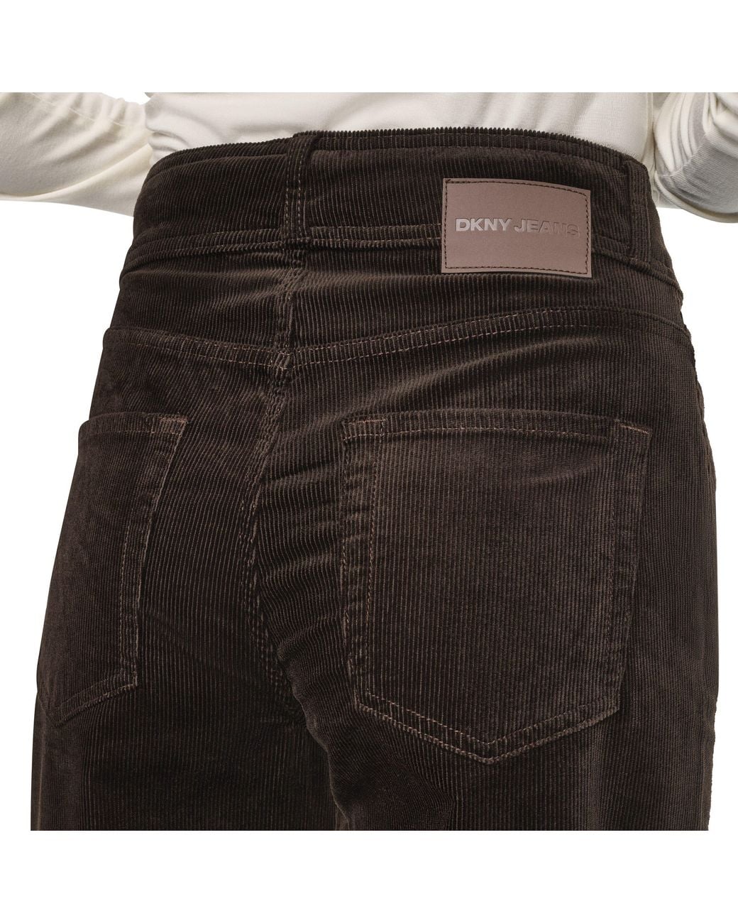 DKNY Black Hi Rise Double Button Wide Leg Corduroy