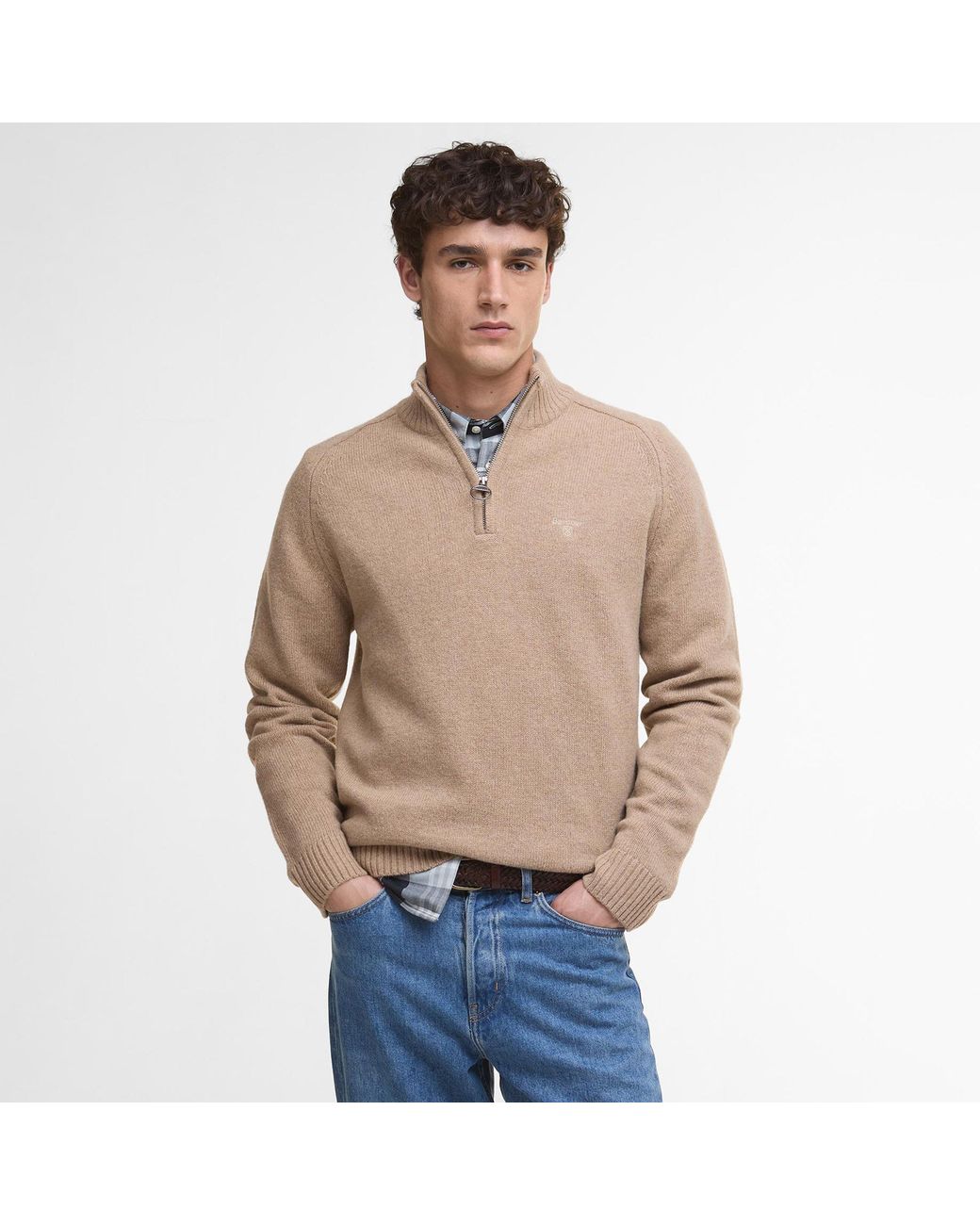 Barbour Natural Grangetown Half Zip Jumper for men