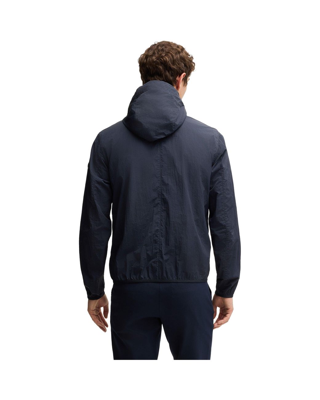 Boss Blue Tailored Formal Hooded Coat (C Cinder) for men