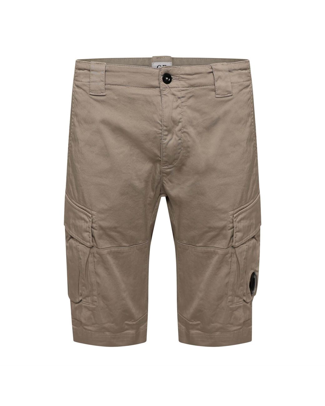 C P Company Gray Sateen Stretch Cargo Shorts for men