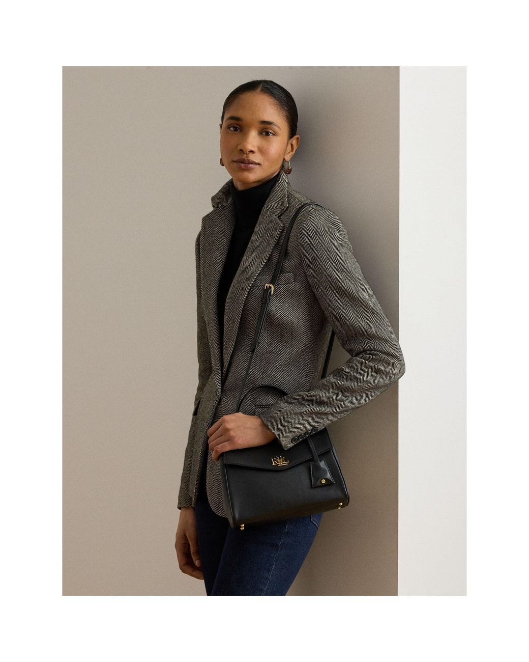 Ralph Lauren Black Farrah Small Leather Satchel