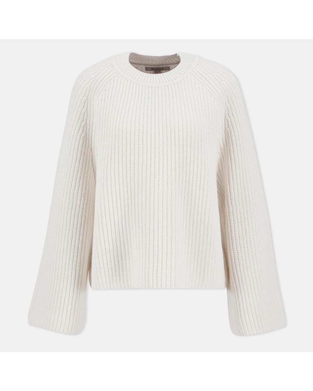 Barbour White Vera Crew Neck Jumper