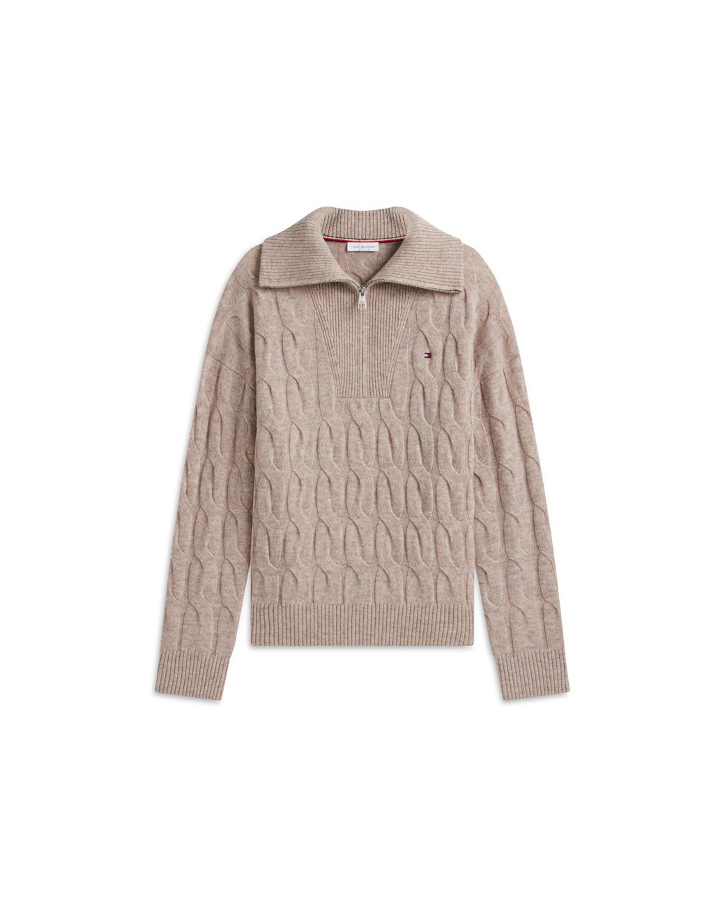 Tommy Hilfiger Natural Wool Cable Knit 1/4 Zip Jumper