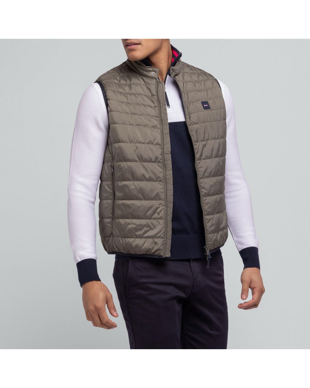 Eden Park Gray Khaki Sleeveless Waterproof Puffa Jacket for men