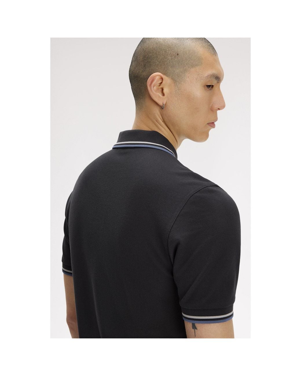 Fred Perry Black Short Sleeve Twin Tipped Polo Shirt for men