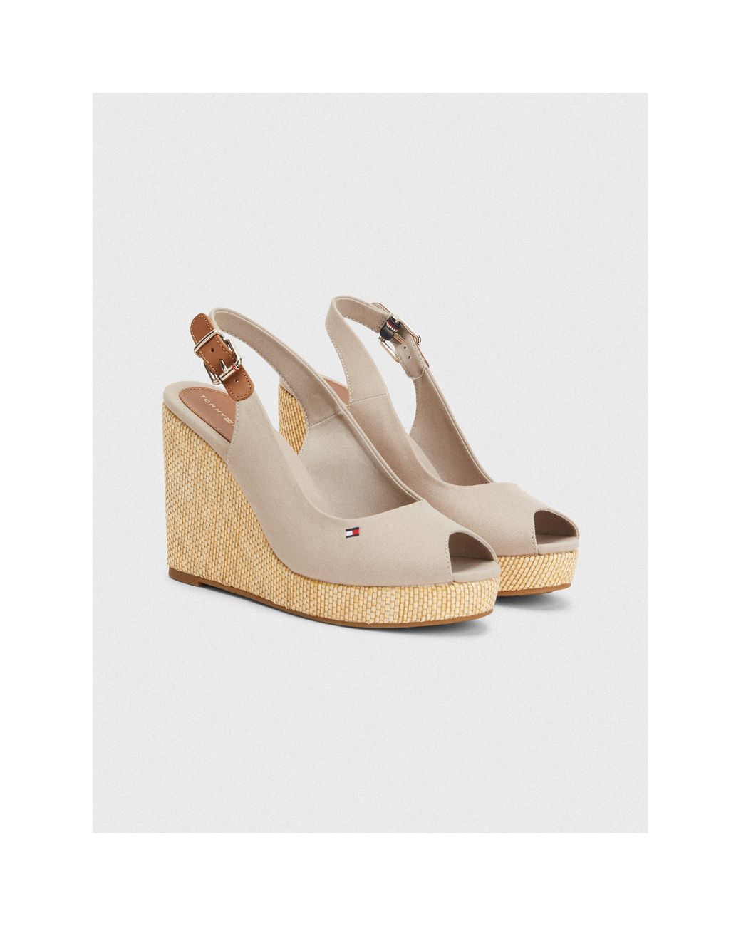 Tommy Hilfiger Iconic Elena Sling Back Wedges in Natural | Lyst UK