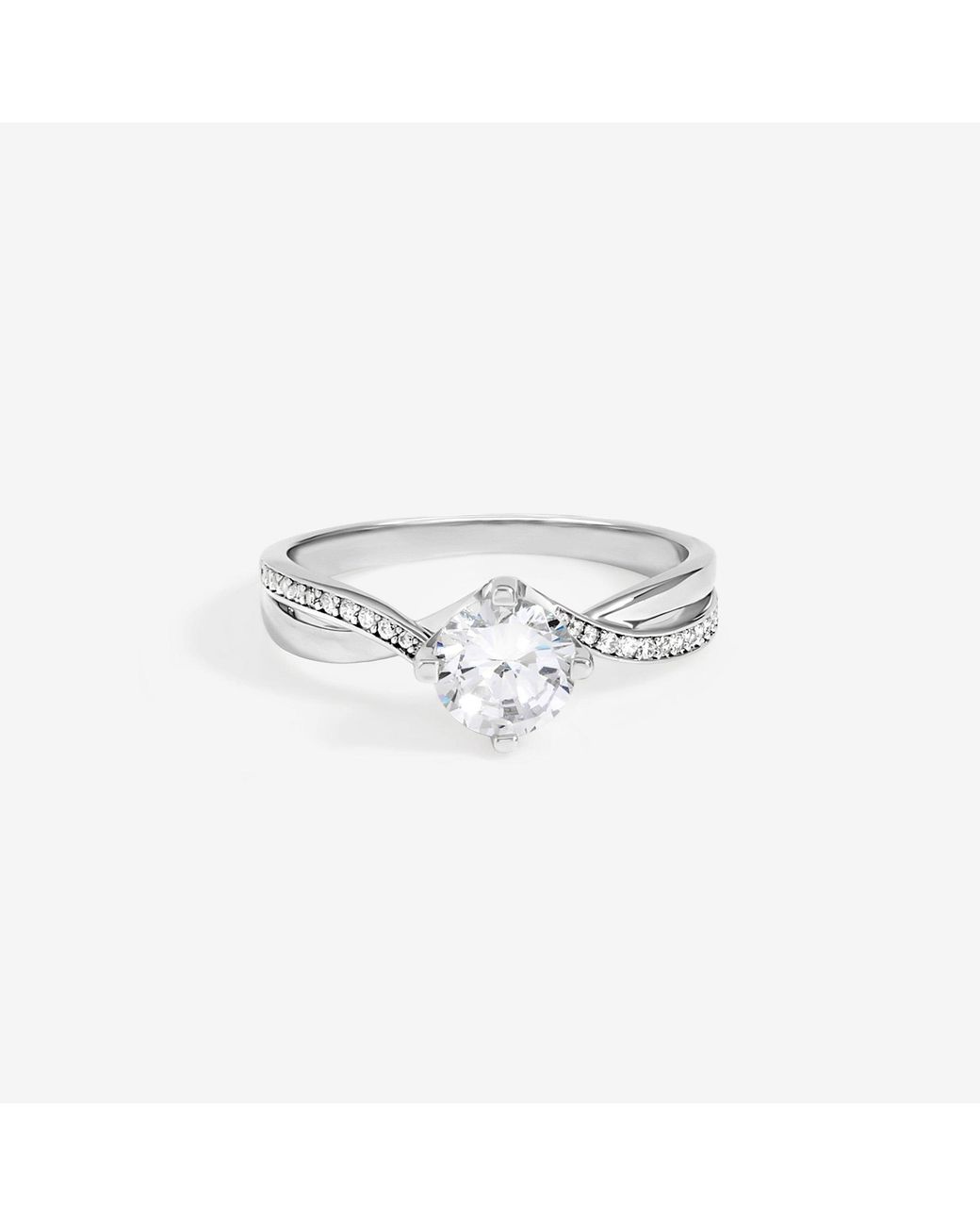 Jon Richard White Rhodium Plated Solitaire Twist Engagement Ring