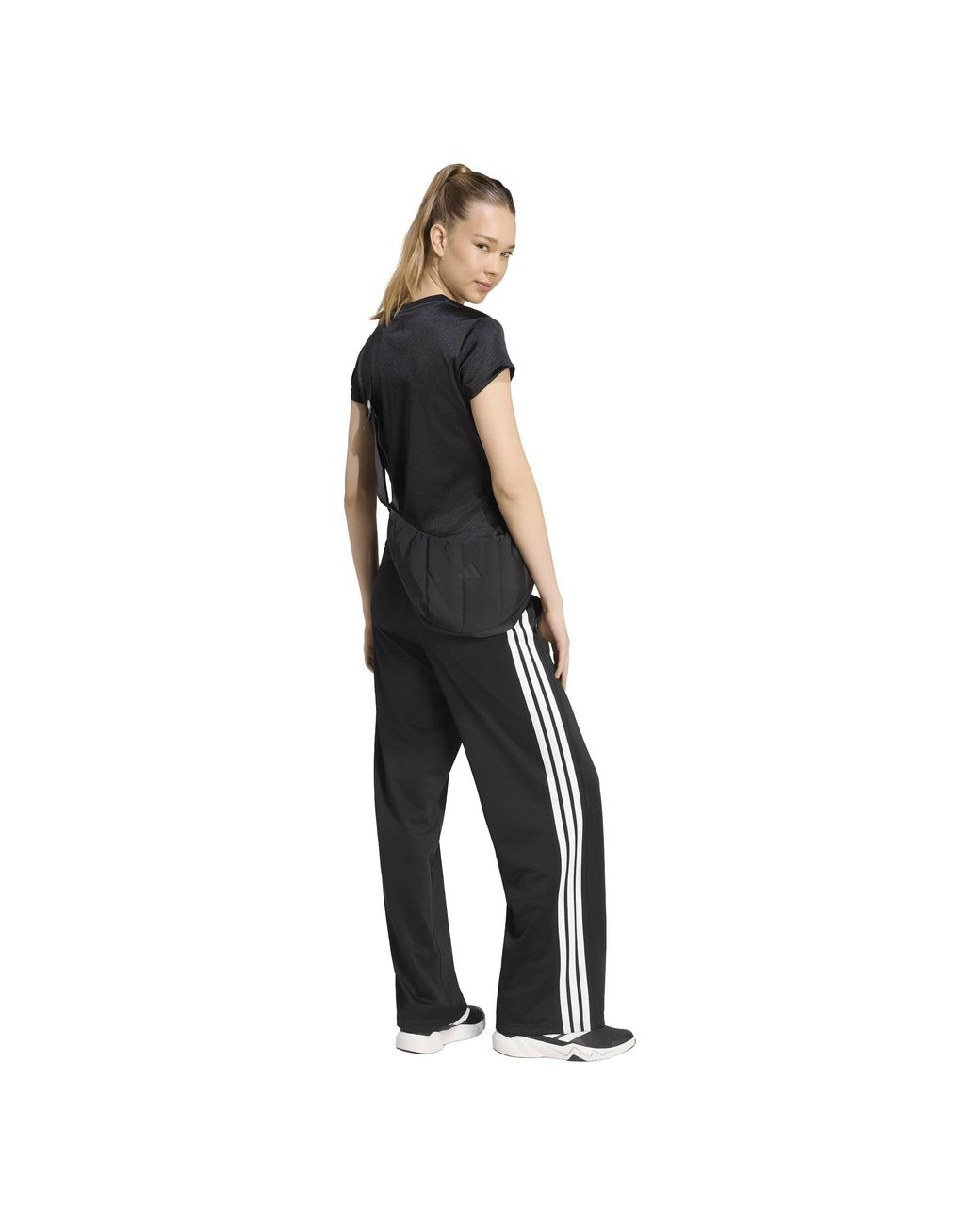 Adidas Black Wl Polyester Relaxed-Fit Track Pants