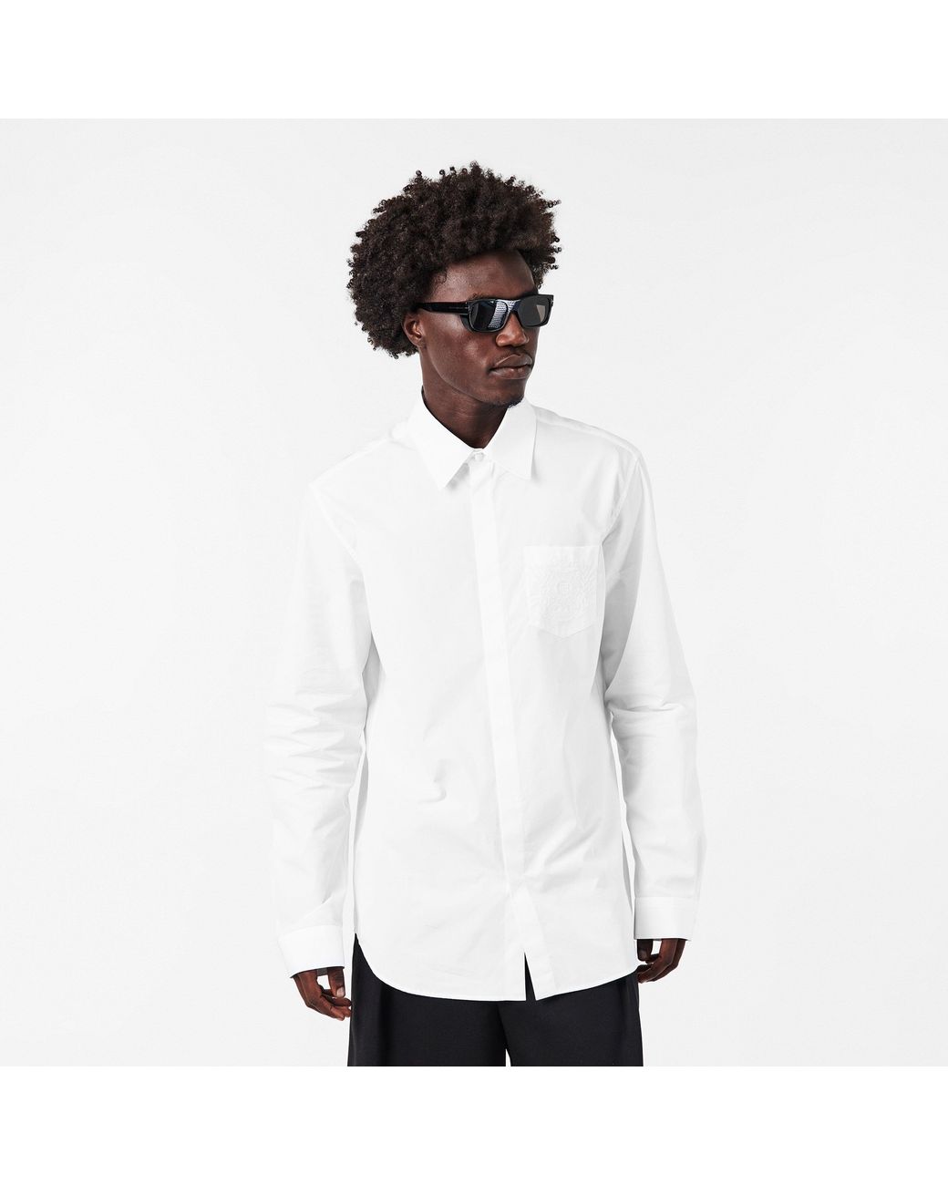 Balmain White Emblam Long Sleeve Plain Shirt for men